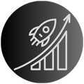 icon of growth with rocket